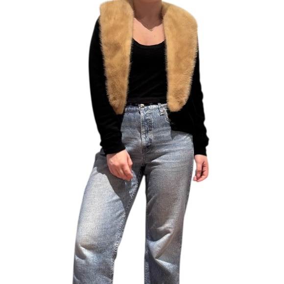 Vintage Black Sweater with Fur Collar - Picture 5 of 14